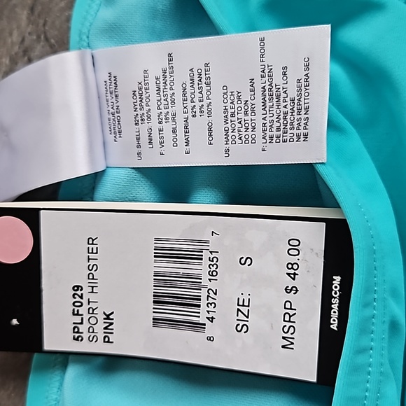 Adidas Sport Hipster Bottom Swimwear     Teal/Pink - Picture 4 of 4